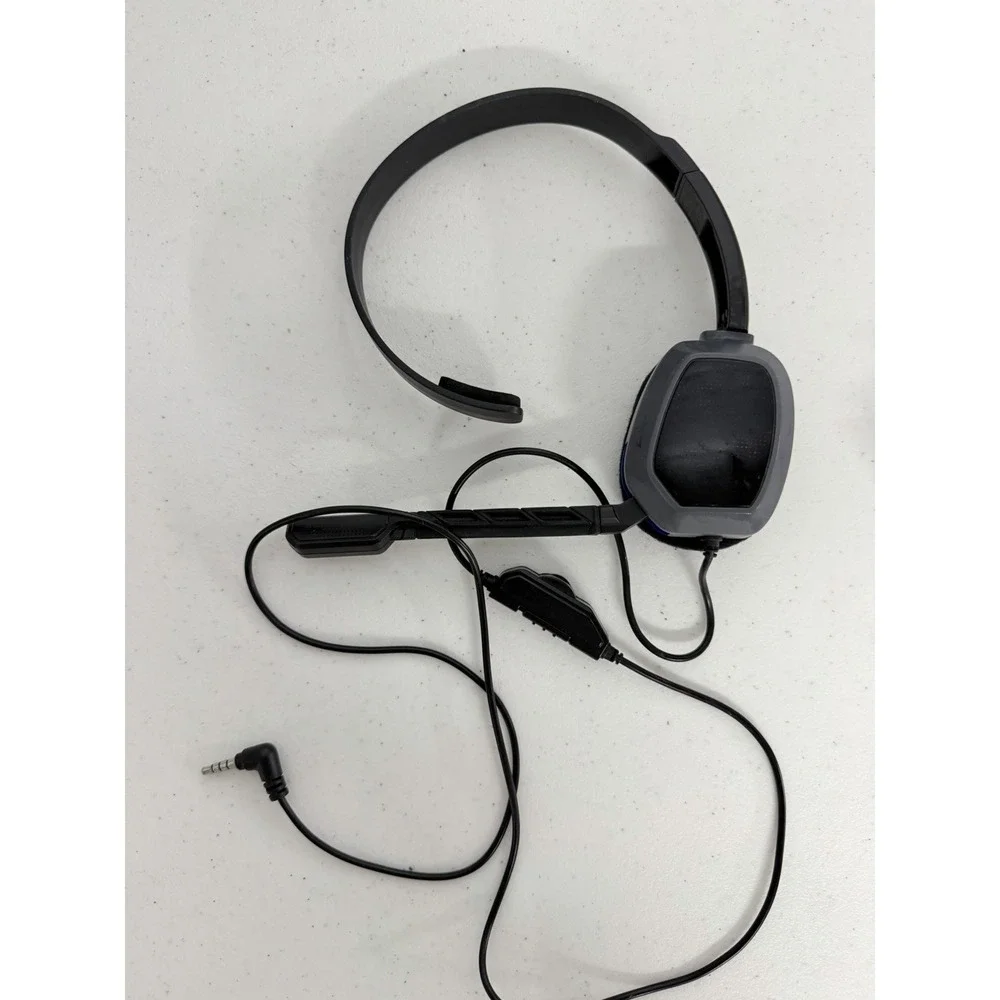 PlayStation Mono Chat Gaming Headset Grey Black Wired Single Ear Hook